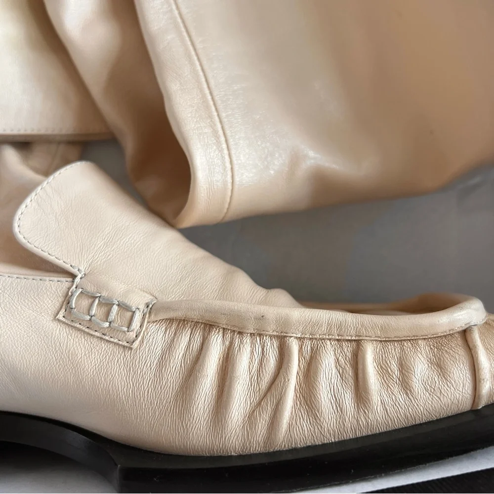 Jil Sander ivory cream Nikky square toe over the knee boots